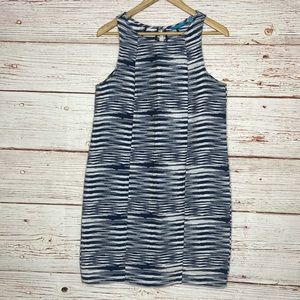 Tori Richards Nailee Shift Dress in Zeal Print Navy/ivory Sz 8